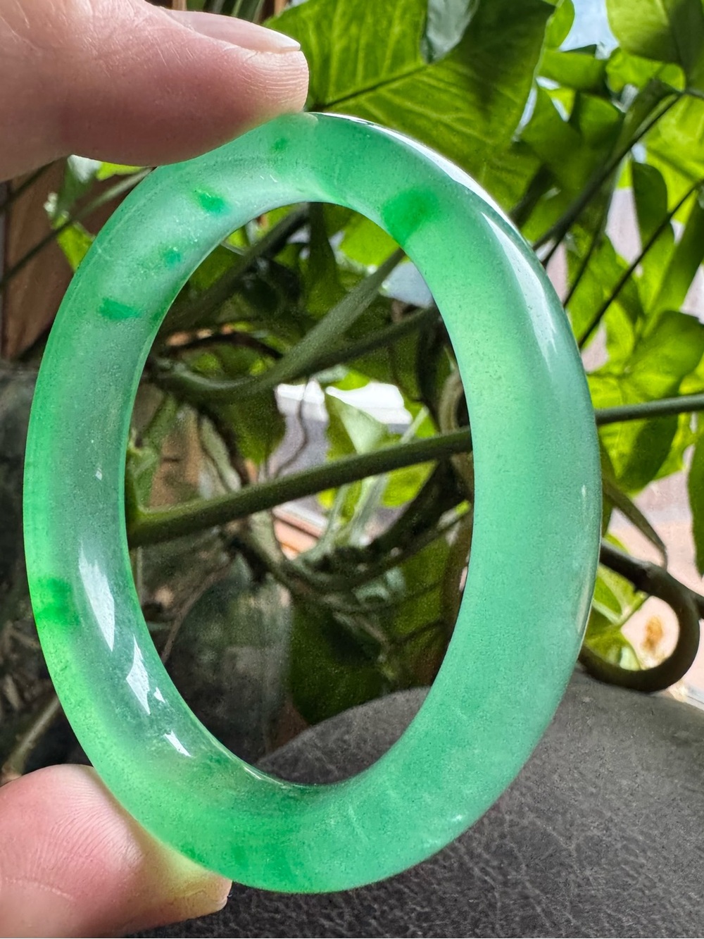 Certified Grade A Icy Green Burma jade Jadeite 63mm Natural Jade Bangle 6746